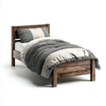 Łóżko pojedyncze lite drewno ciemnobrązowe 90 x 200 cm prostokątne