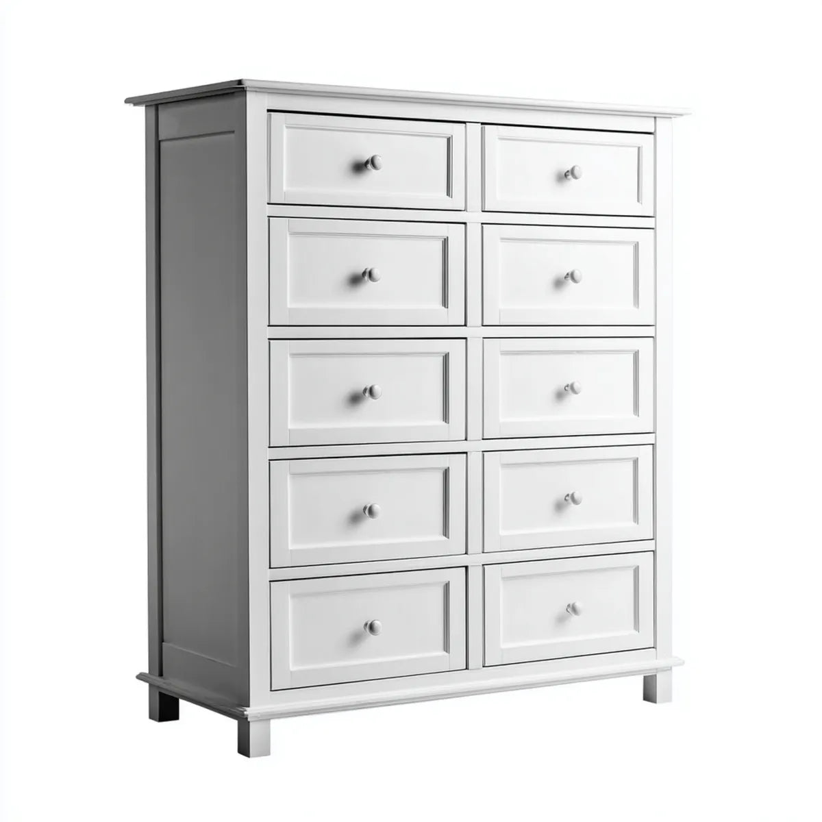Komoda, Konmode 10 szuflady biały 100 x 45 x 150 cm w prostokątnym MDF