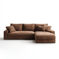 Sofa, Kanapa narożna z brązowym rekamierem 280 x 165 cm sztuczna skóra PU