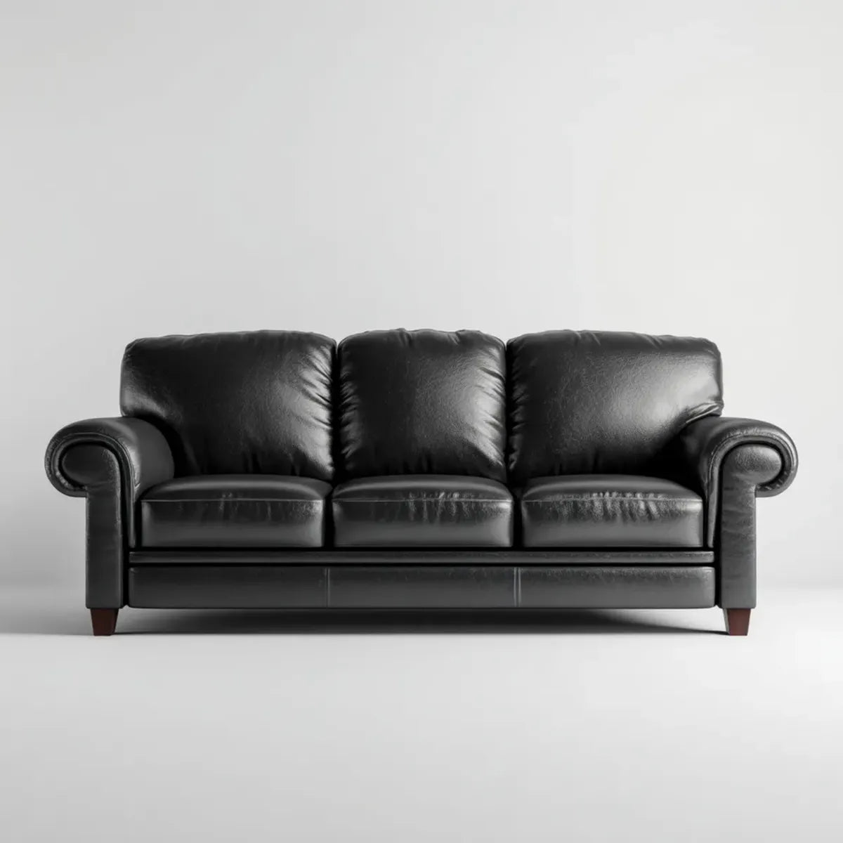 Sofa, 3- fotela czarny 210 x 90 x 88 cm PU sztuczna skóra z zaokrąglonych podłokietników