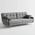 sofa 3-osobowa szara 220 x 90 x 88 cm z tapicerką poliestrową i chromowaną stalową stopą prostokątną