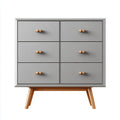 Komoda, Konmode 6 szuflady szary 120 x 40 x 110 cm w panelach MDF z nogami w prostokątnej sosnie stałej
