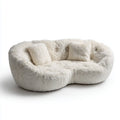 sofa 2-osobowa śmietana biała 190 x 105 x 75 cm poliester sztuczna sklejka ramka zakrzywiony kształt