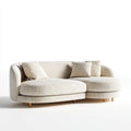 Sofa, Kanapa narożna z kremem szezlongiem 280 x 160 cm poliester kształt litery L