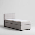 Łóżko pojedyncze, Zestaw jednoosobowy boxspring światło szare 90 x 200 cm poliester prostokątny kształt