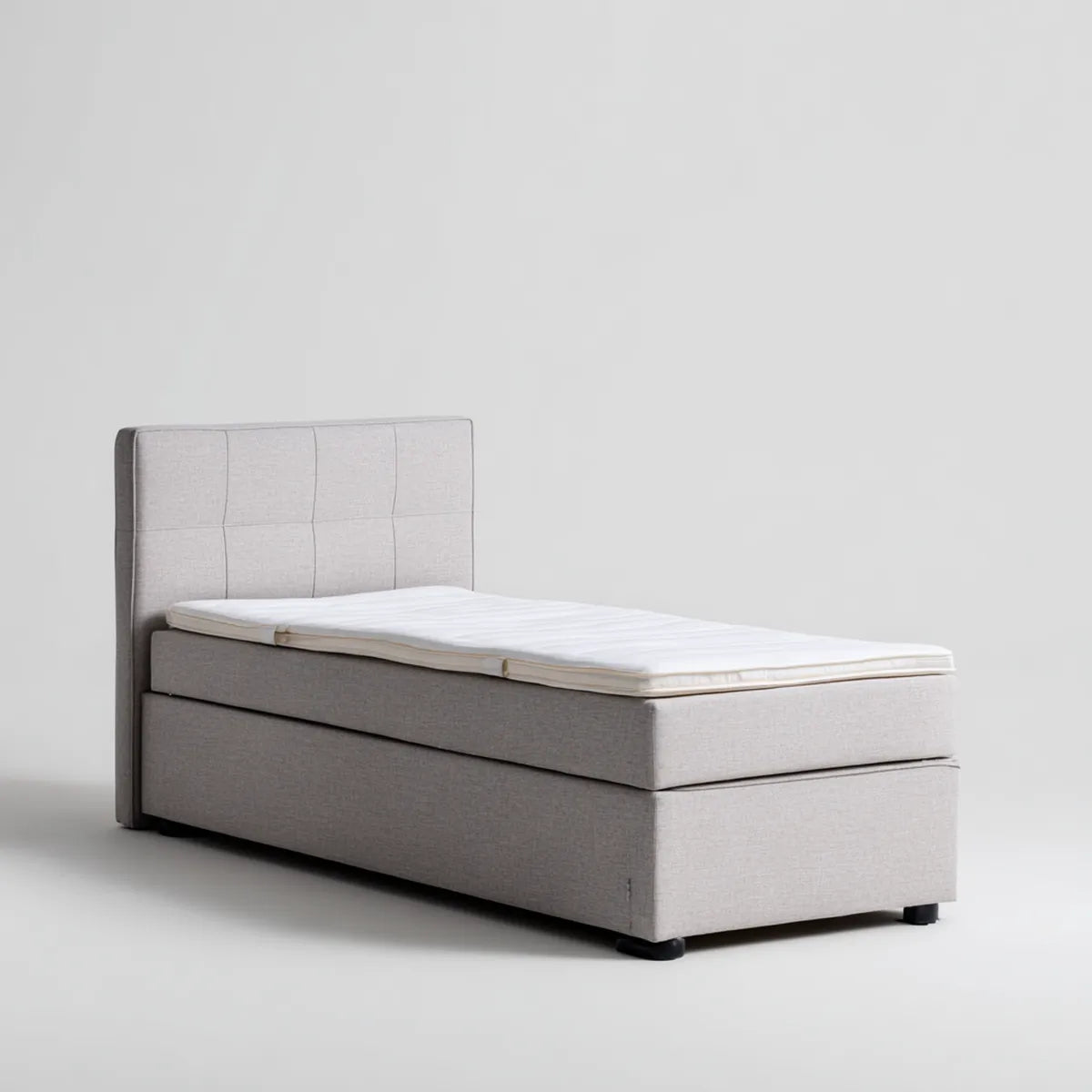 Łóżko pojedyncze, Zestaw jednoosobowy boxspring światło szare 90 x 200 cm poliester prostokątny kształt