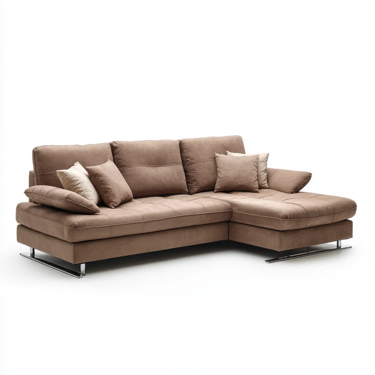 Sofa, Kanapa narożna z szezlongiem Taupe 280 x 180 x 85 cm mikrofibry kształt litery L